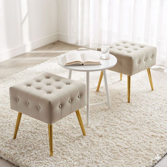 Σκαμπό Σαλονιού Επενδυμένο με Βελούδο Beige 40x40x42εκ.