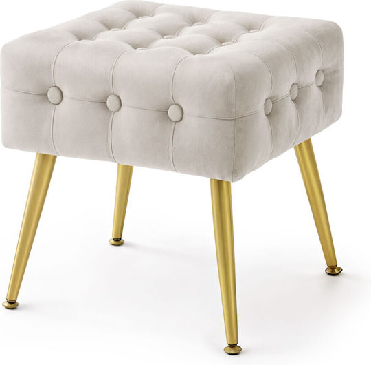 Σκαμπό Σαλονιού Επενδυμένο με Βελούδο Beige 40x40x42εκ.