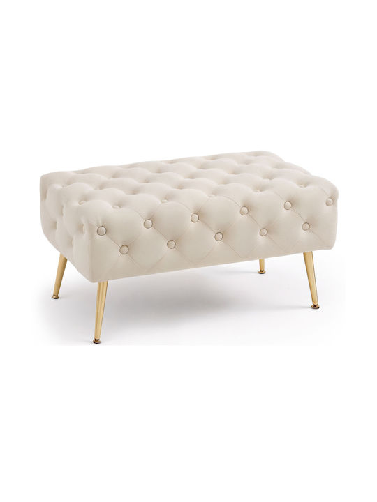 Samt Hocker Für Das Wohnzimmer Beige 80x42x41cm