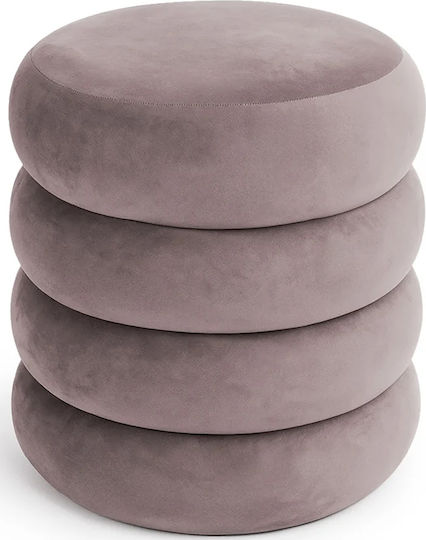 Living Room Stool With Storage Space Upholstered In Velvet Powder Pink