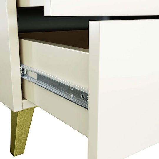 Wooden Bedroom Chest of Drawers with 4 Drawers Cashmere 60x37x73cm