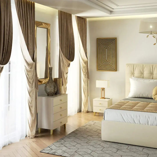 Wooden Bedroom Chest of Drawers with 4 Drawers Cashmere 60x37x73cm