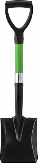 Lopată Mică Dreaptă Lamă Mâner Fibra de Sticlă Cap Metalic 67 Cm Mâner D Verde Negru