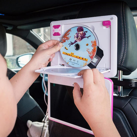 Lenco Portable 9” Dvd Player Usb Port Sd Card Slot 3.5mm Jack Multi-language White Pink