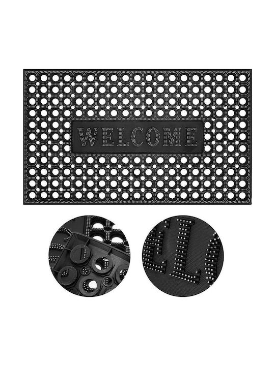Non-Slip Rubber Black Doormat 75x45cm Thickness 13mm