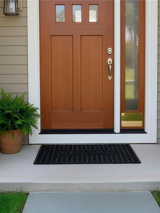 Non-Slip Rubber Black Doormat 75x45cm Thickness 13mm