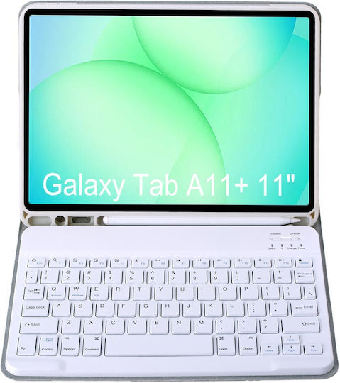 Αποσπώμενο Bluetooth Flip Cover με Πληκτρολόγιο στα Αγγλικά US Γκρι (Samsung Galaxy Tab A11 Plus)