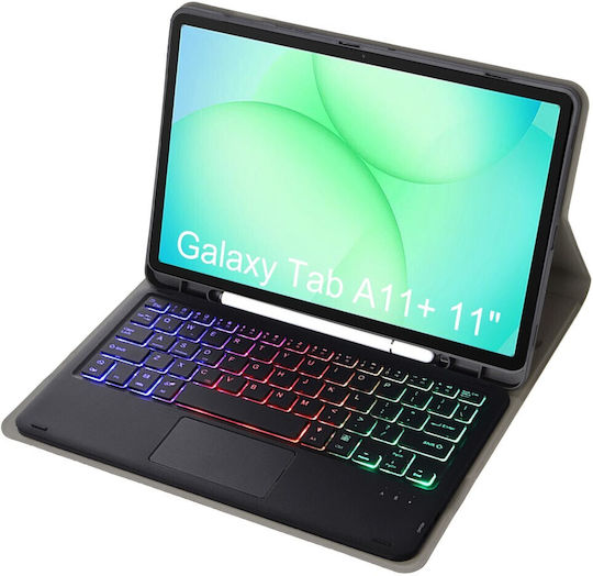 Abnehmbarer Bluetooth Klappdeckel mit Tastatur Schwarz für Samsung Galaxy Tab A11+