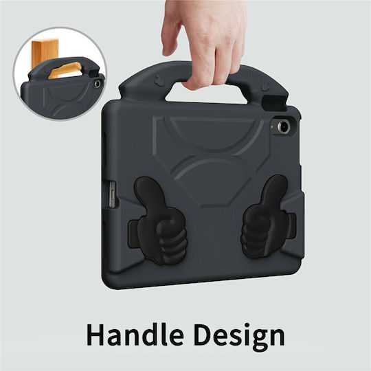 Kidsafe Shockproof Thumb Kickstand Back Cover Ανθεκτική για Παιδιά Μαύρη (Ipad Air 11 (2025 / 2024) Ipad Air 10.9 (2022))