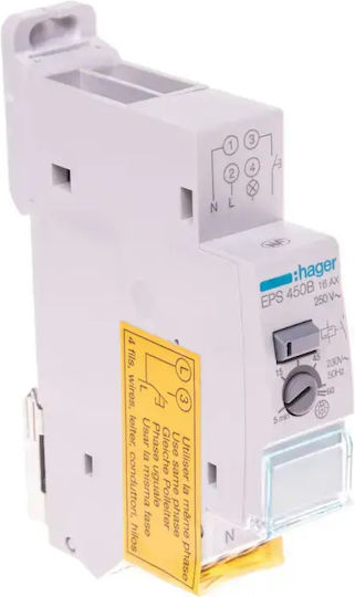 Hager 1NO Silent With Timer Phase 1-Pole Latching Relay 16A 230V