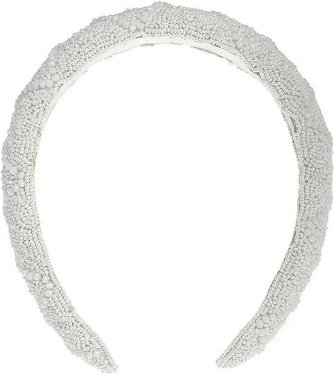 Hair Headband White Color Beads