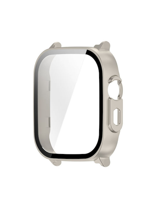Пластмасов Калъф със Закалено Стъкло в Бежов Цвят за Realme Watch 5