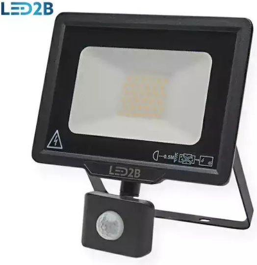 Metanor Waterproof LED Floodlight 30W Natural White 4000K with Motion Sensor IP44
