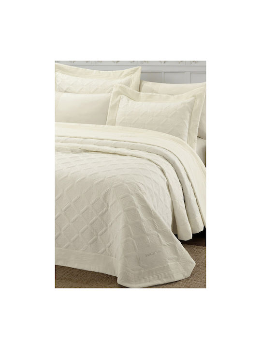 Beauty Home Promise Art 12507 Σετ Κουβερλί Υπέρδιπλο Εκρού 230x250cm 3τμχ