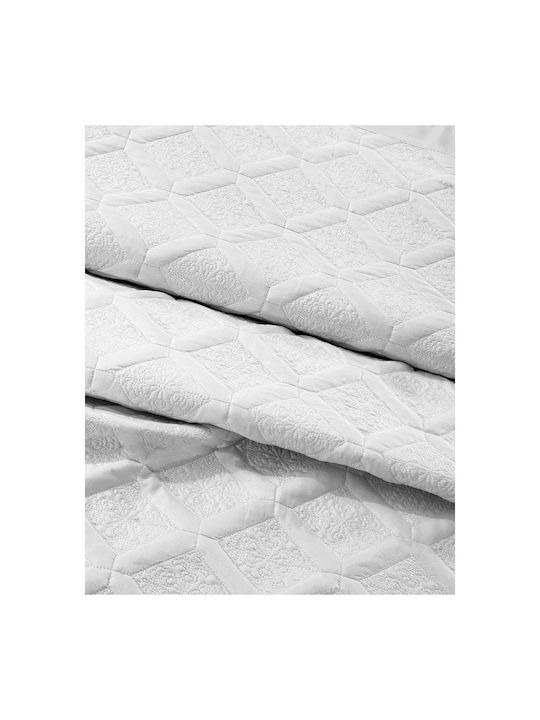 Beauty Home Promise Art 12507 Coverlet Set Super King White 230x250cm 3pcs