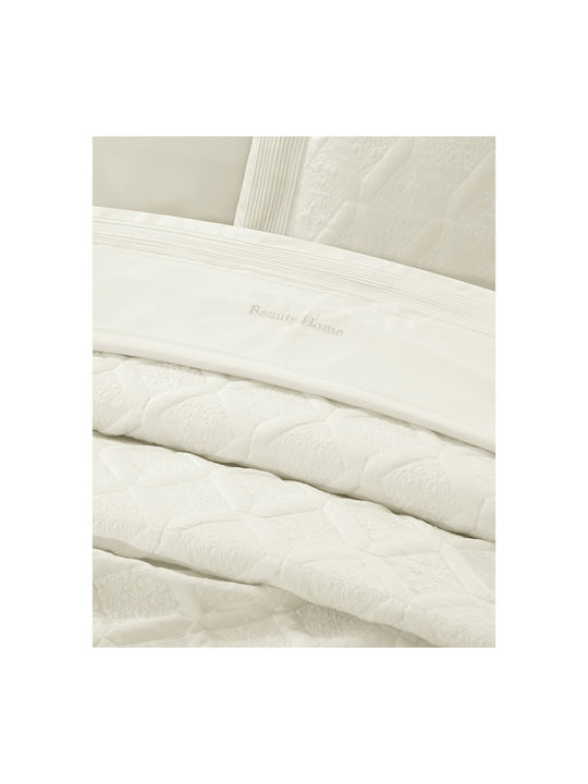Beauty Home Promise Art 12507 Σετ Κουβερλί Υπέρδιπλο Εκρού 230x250cm 3τμχ