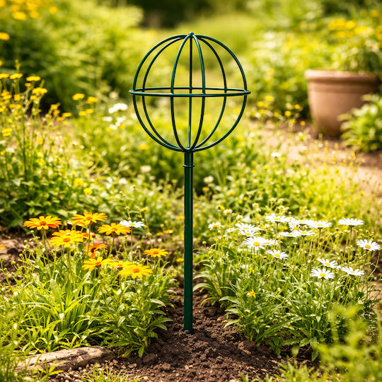 Suport Metalic Pentru Plante Flori Plante Cățăroare Zola Tip Sferă Diametru 17 Cm Înălțime 50 Cm Oțel Verde