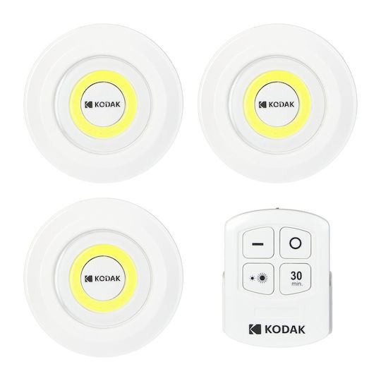 Kodak LED Light Spot for Cabinets with Battery Powered and Remote Control Light Home 130 3pcs