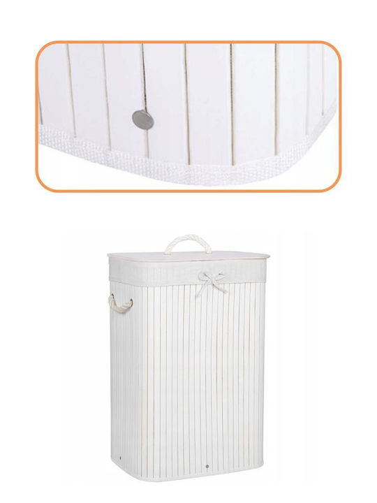 Coș de Rufe din Bambus cu Capac 40x28x60cm Alb