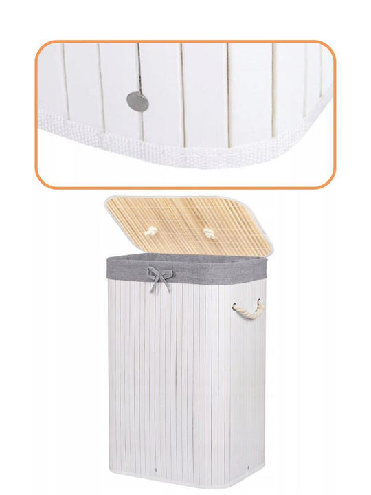 Coș De Rufe Din Bambus 72lt Cu Capac 40x28x60cm Alb Coș De Rufe Din Bambus 72lt Cu Capac 40x28x60cm Alb