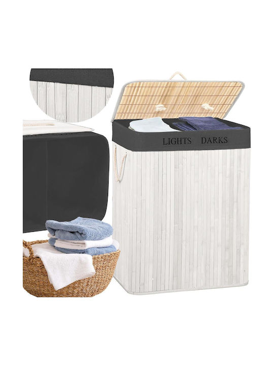 Καλάθι Απλύτων Bamboo Πτυσσόμενο 105lt 63x52x33cm Λευκό
