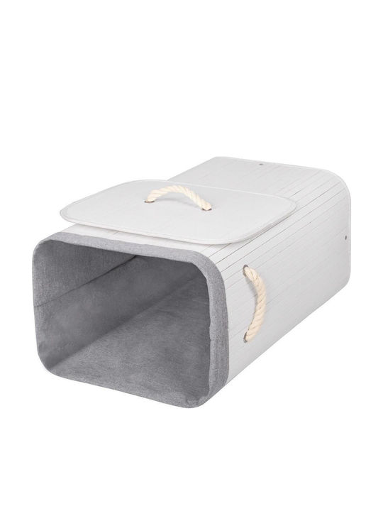 Coș De Rufe Din Bambus 72lt Cu Capac 40x28x60cm Alb