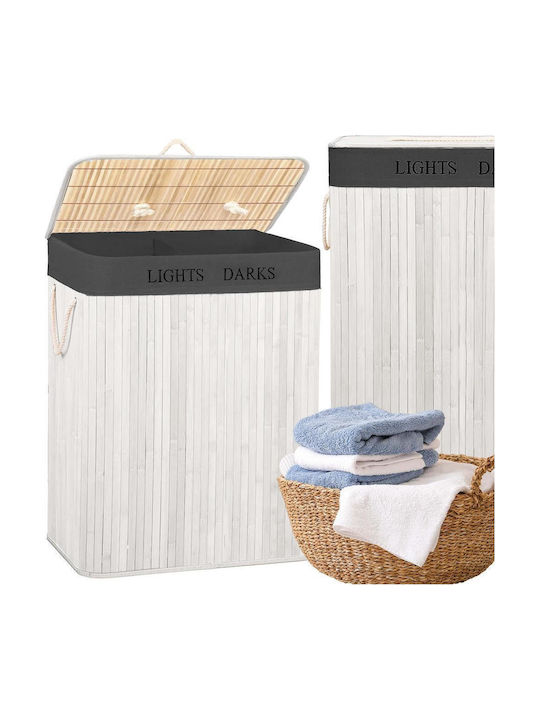 Καλάθι Απλύτων Bamboo Πτυσσόμενο 105lt 63x52x33cm Λευκό