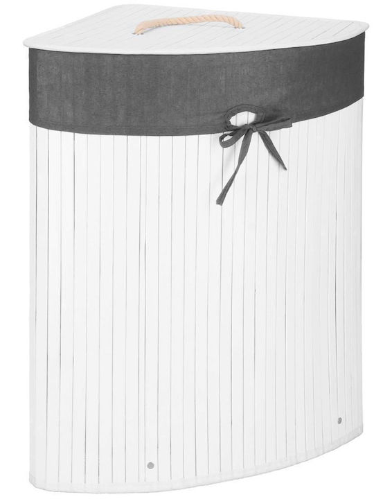 Coș De Rufe Din Bambus 60L Cu Capac 55x35x60cm Alb