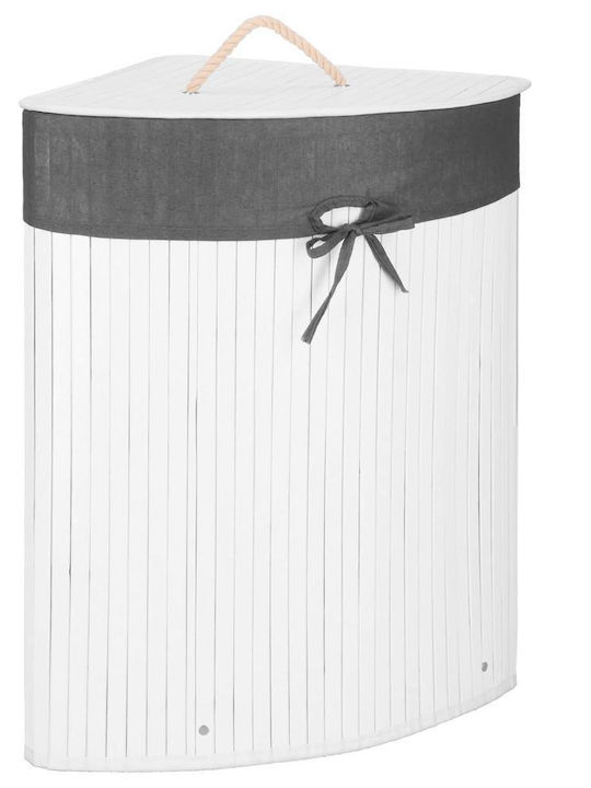 Coș De Rufe Din Bambus 60L Cu Capac 55x35x60cm Alb