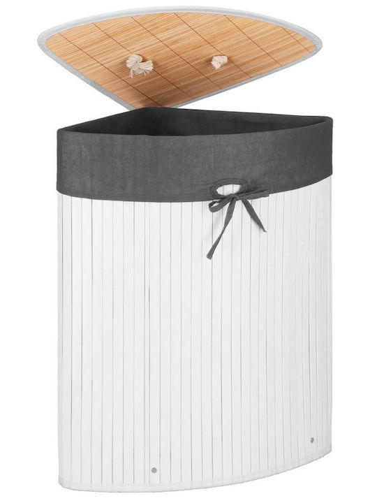 Coș De Rufe Din Bambus 60L Cu Capac 55x35x60cm Alb