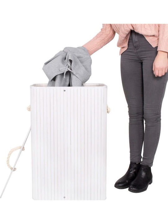 Coș De Rufe Din Bambus 72lt Cu Capac 40x28x60cm Alb