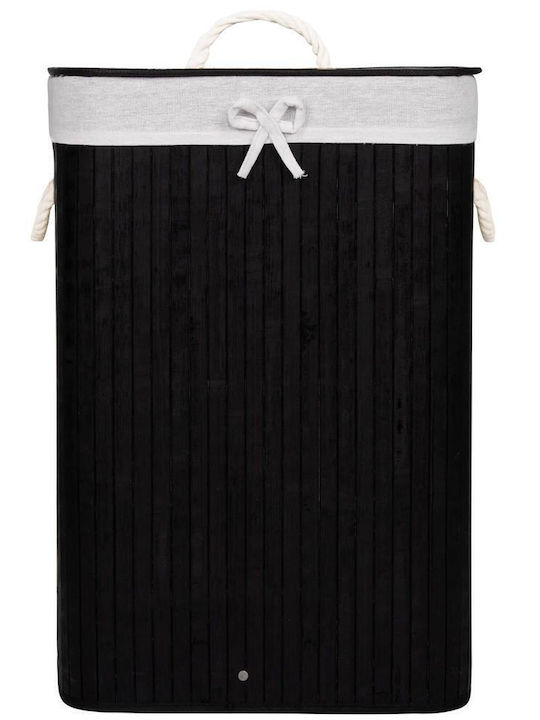 Sersimo Wäschekorb Bamboo 72lt mit Deckel 40x30x60cm Schwarzes