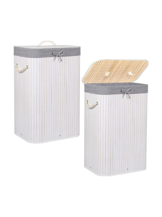 Coș De Rufe Din Bambus 72lt Cu Capac 40x28x60cm Alb