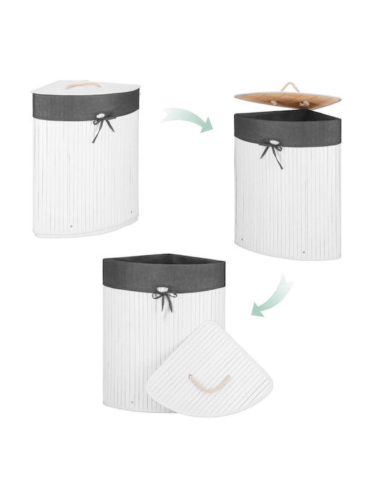 Coș De Rufe Din Bambus 60L Cu Capac 55x35x60cm Alb