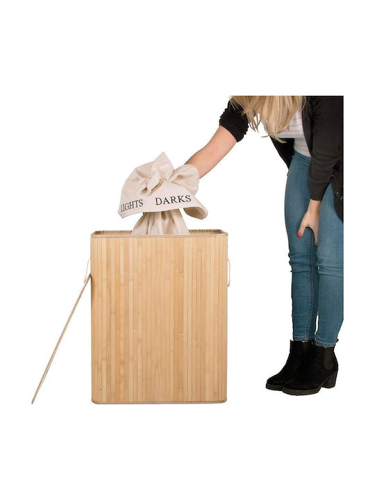 Καλάθι Απλύτων Bamboo 105lt με Καπάκι 52x33x63cm Μπεζ