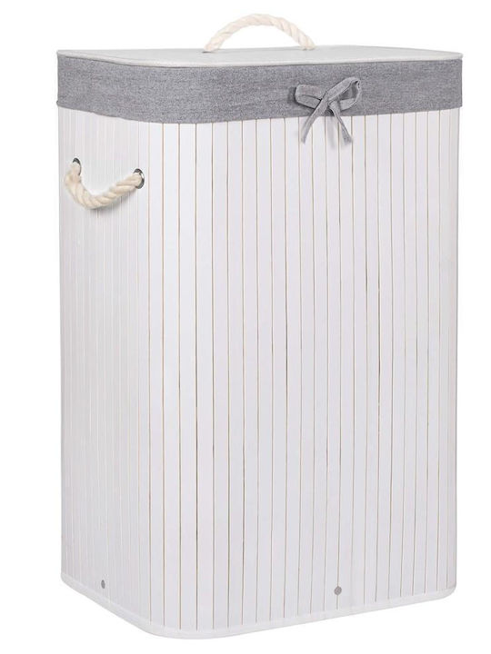 Coș De Rufe Din Bambus 72lt Cu Capac 40x28x60cm Alb