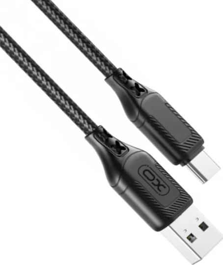XO NB235 Zebra Braided USB 2.0 Cable USB-C male - USB-A Μαύρο 1m XO-NB235TBK