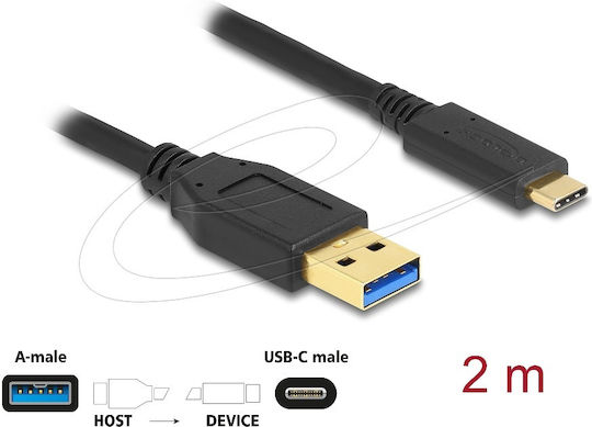 DeLock DeLock USB Typ-C Kabel USB 3.2 männlich - USB-A Schwarz 2m 84004