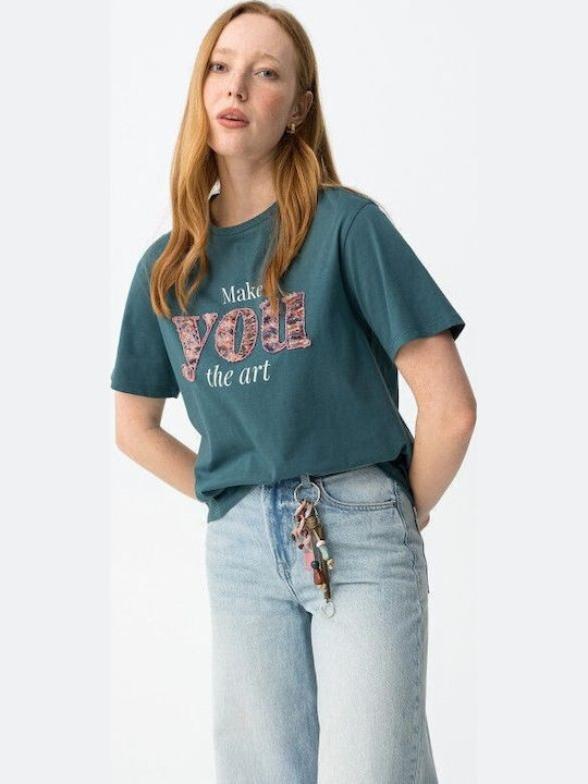 Γυναικείο T-shirt Πετρολ