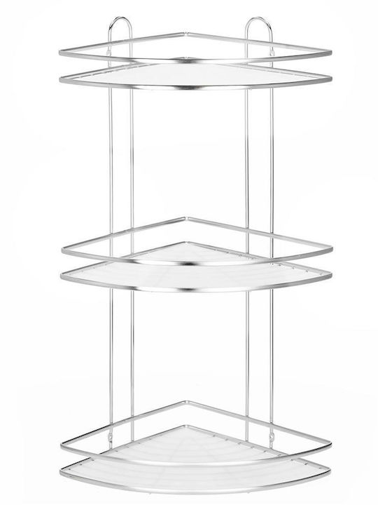 Corner Wall Mounted Bathroom Shelf Metallic 25x25x59cm Silver