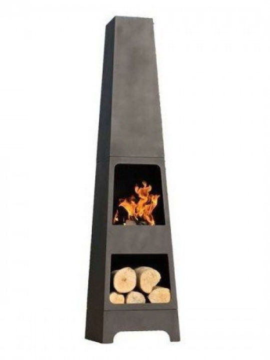 Heat Line Feuerstelle Draußen Metallisch Schwarz 36x36x150cm