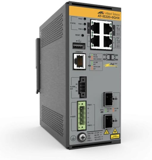 Allied Telesis IE220-6GHX-80 Managed L2 Switch with 4 Gigabit (1Gbps) Ethernet Ports and 2 SFP Ports