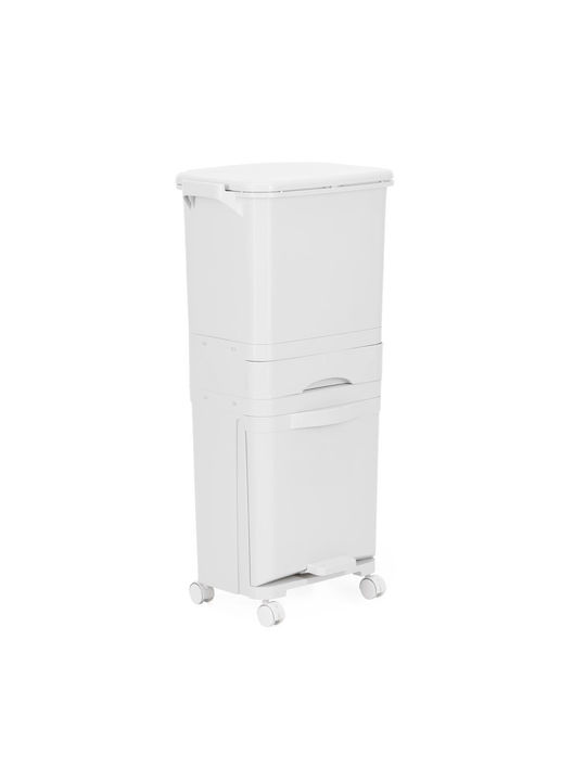 Coș De Gunoi Din Plastic Cu Pedală Alb 42lt