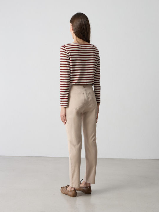 Pantalon Dama Din Țesătură Bej