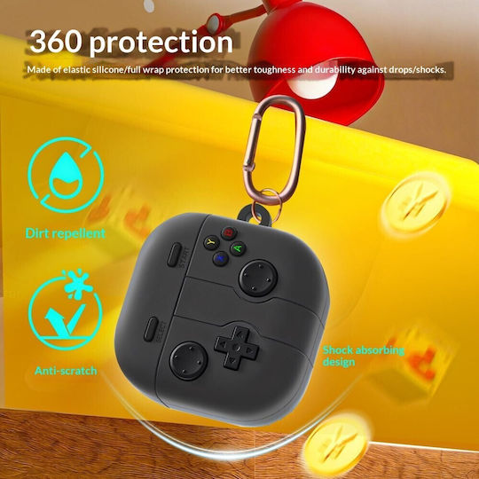 Θήκη Σιλικόνης με Γάντζο σε Γκρι χρώμα για Galaxy Buds4 / 4 Pro