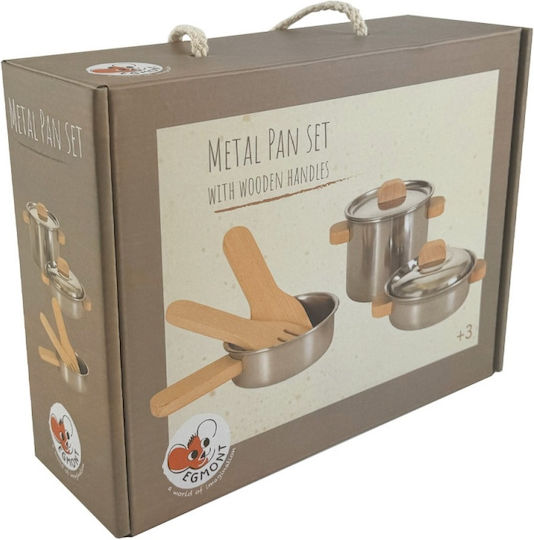 Set de jucării Montessori, farfurii din oțel inoxidabil cu mânere din lemn, Egmont Toys