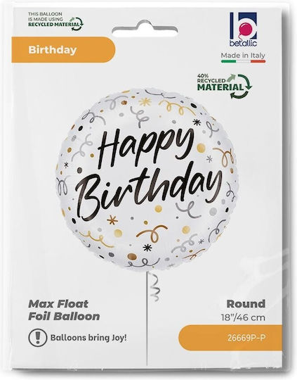 18"" White Balloon Happy Birthday Streamers