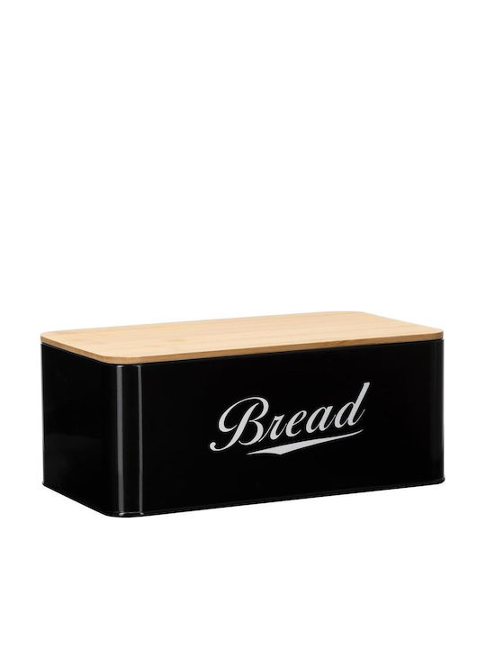 Bread Box with Lid Metallic Black 33x18x14cm