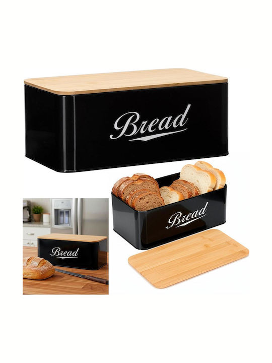 Bread Box with Lid Metallic Black 33x18x14cm