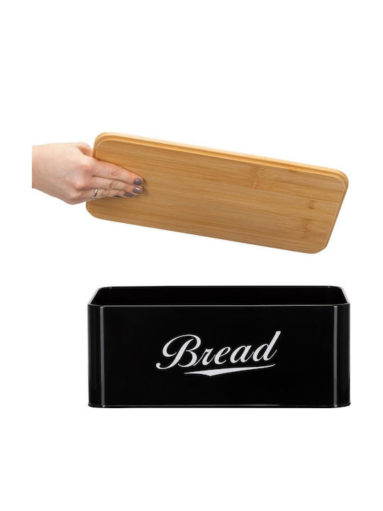 Bread Box with Lid Metallic Black 33x18x14cm